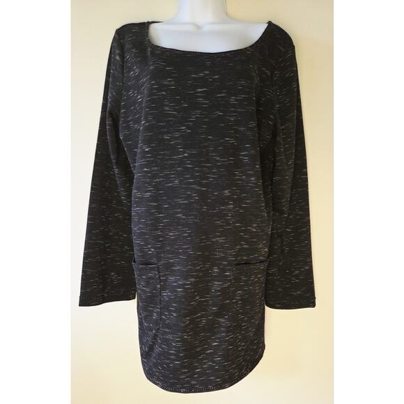 Studio M Black Space Dye 3/4-Sleeve Front Patch Pockets Tunic Size XL - Picture 1 of 6